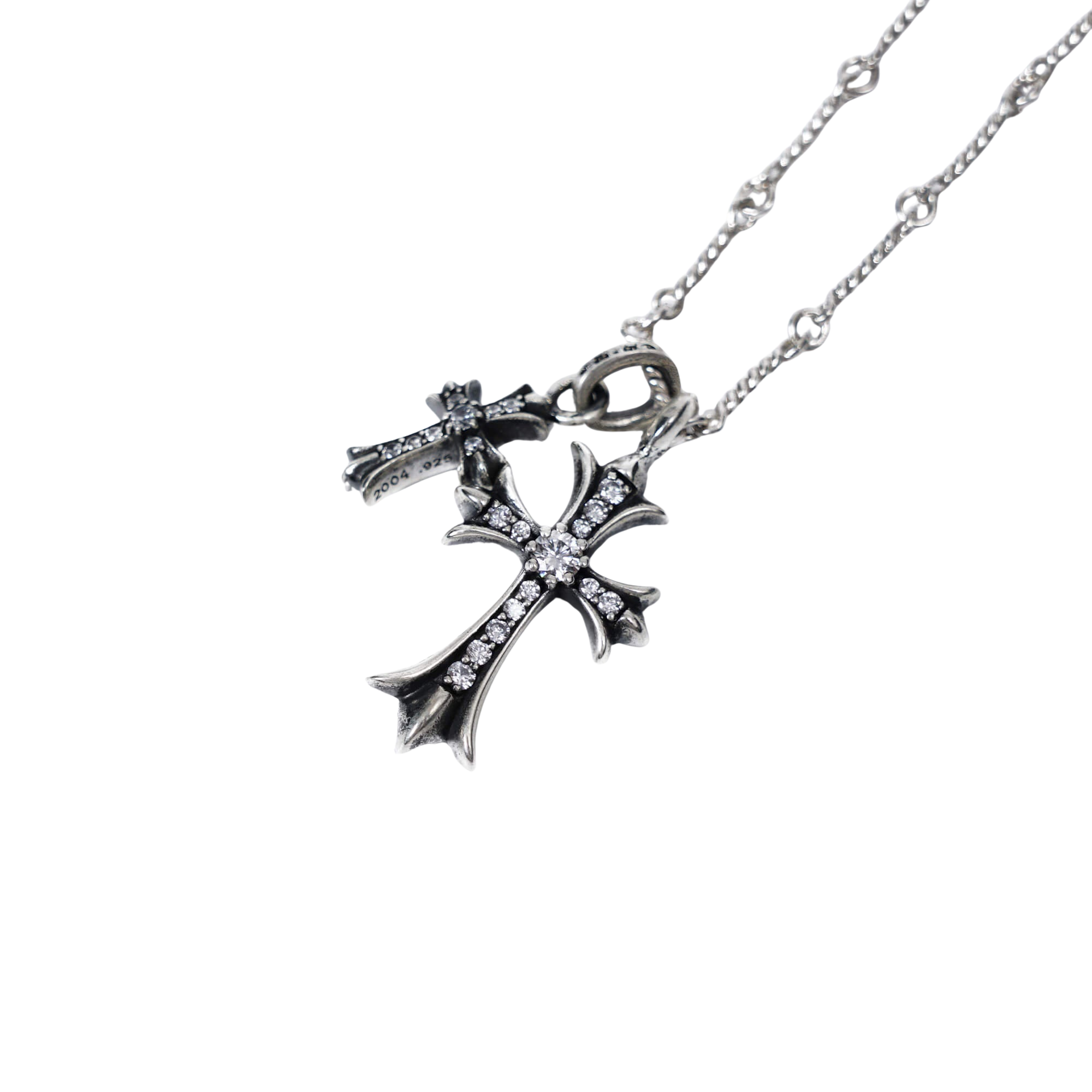 Small Cross and Babyfat Charm with Diamonds