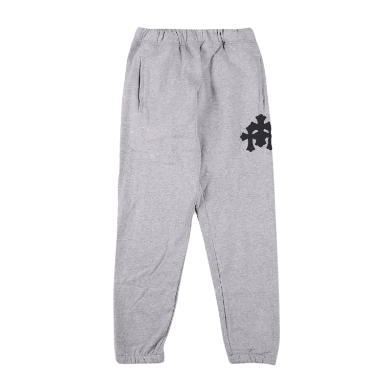 chrome hearts leather cross patch sweatpants